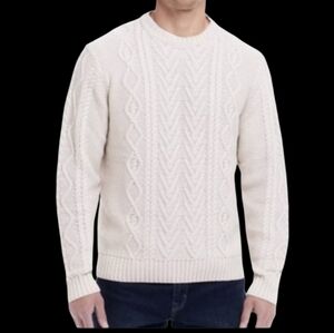Weatherproof Men's Cream Color Cable Knit Sweater